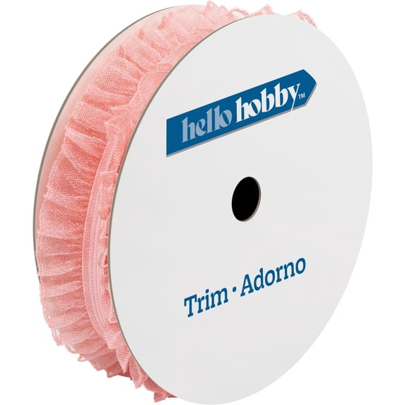 Hello Hobby Light Pink Ruffle Elastic Sewing Trim, 7/8 Inch x 3 Yard