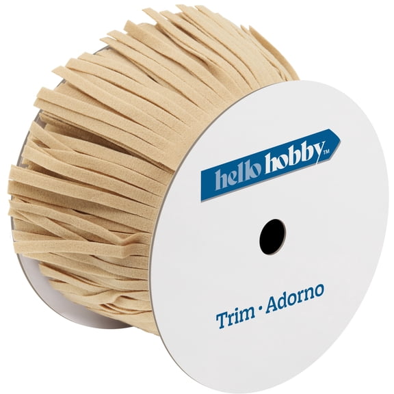 Hello Hobby Tan Fringe Suede Sewing Trim, 2 in x 2 yd