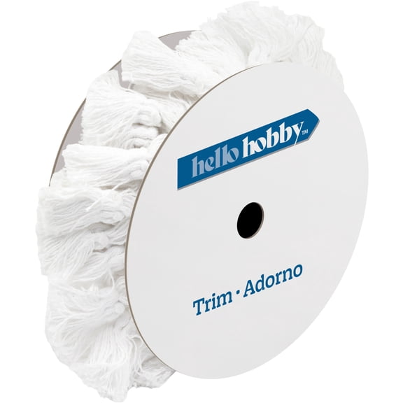Hello Hobby White Tassel Sewing Trim, 1-1/4 in x 2 yd