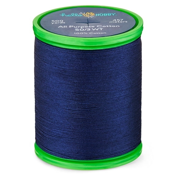 Hello Hobby Twilight Blue 100% Pima Cotton All Purpose Thread, 50/3 WT, 500 Yards