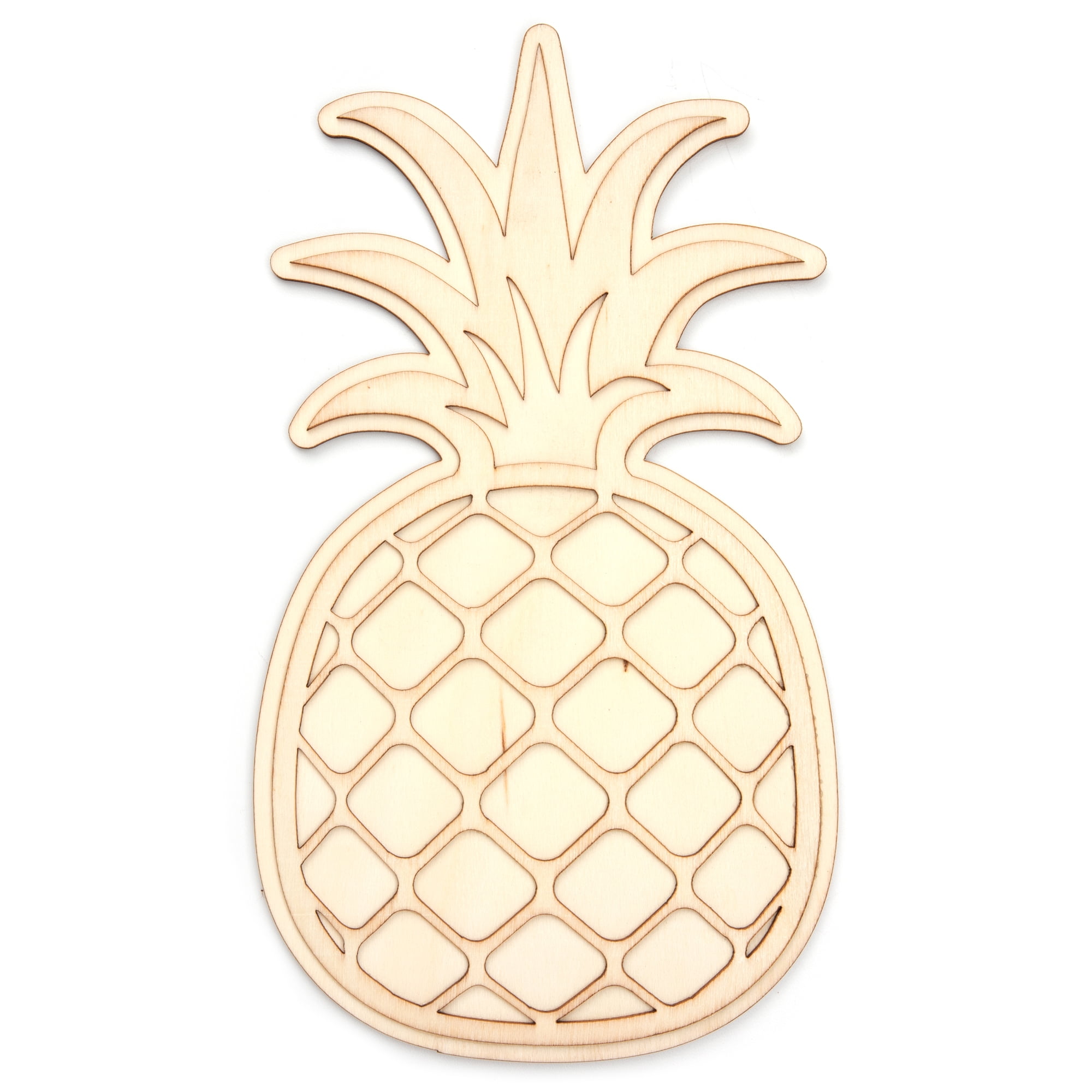 Hello Hobby Unfinished Natural Wood Laser Cut Pineapple Plaque, 5.5 in x 10 in