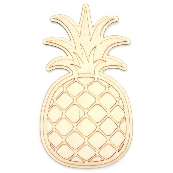 Hello Hobby Unfinished Natural Wood Laser Cut Pineapple Plaque, 5.5 in x 10 in