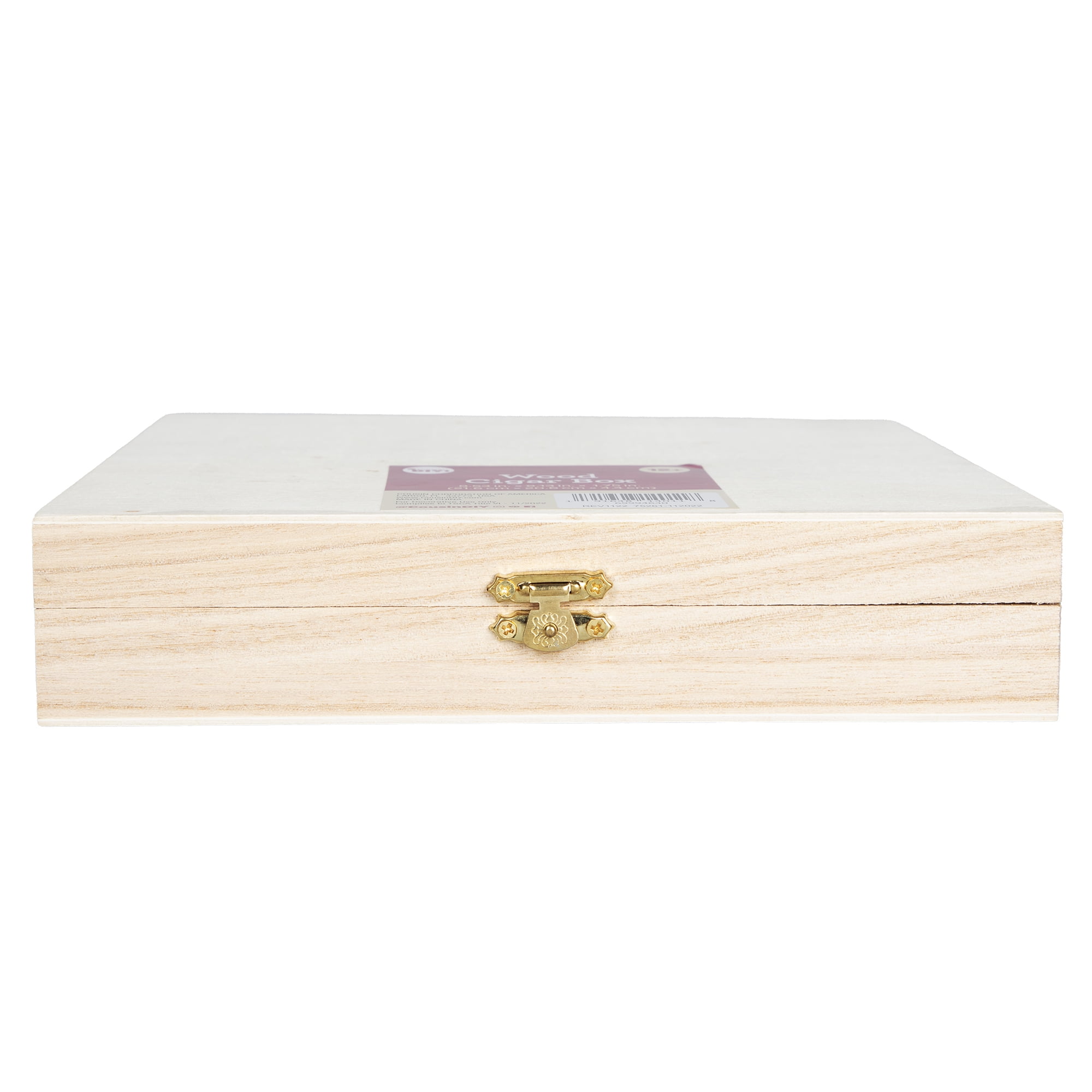 Hello Hobby Wood Cigar Box, Unfinished Rectangular Craft Storage, 8.54 x 8.15 x 1.73 Inches