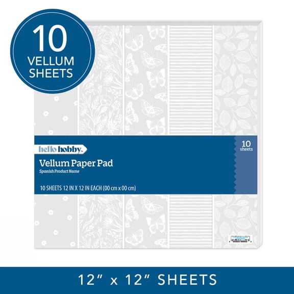 Hello Hobby Vellum Frosted White 12 x 12 Craft Paper Sheets Pack of 20