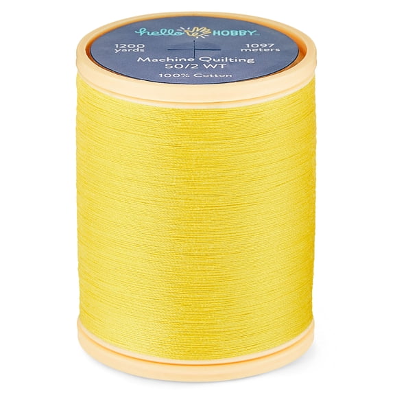 Hello Hobby Vibrant Yellow 100% Pima Cotton Quilting Thread, 50/2 WT, 1200 Yards