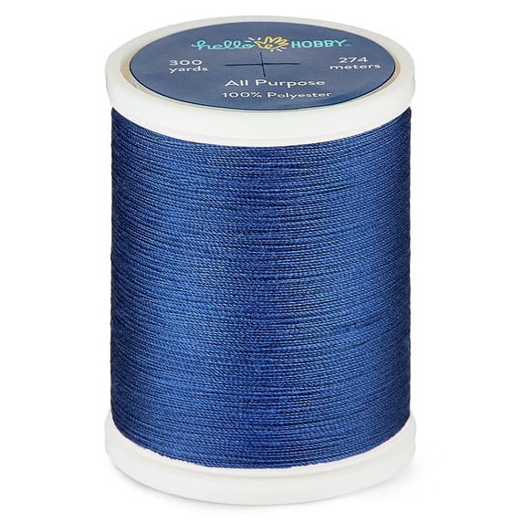 Hello Hobby Victoria Blue 100% Polyester All Purpose Thread, 300 Yards