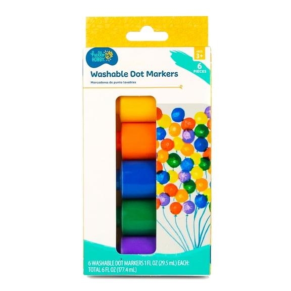 Hello Hobby Washable Dot Markers, 6-Pack Primary Colors