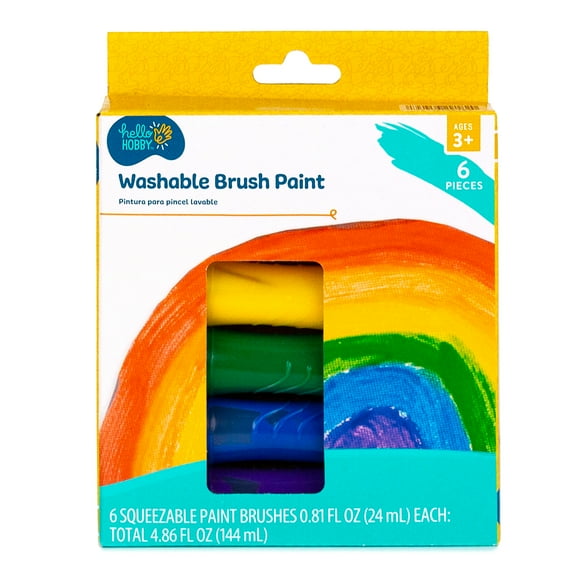 Hello Hobby Washable Squeezable Paintbrushes, 6-Pk