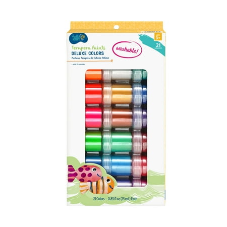 Hello Hobby Washable Tempera Paint, Safe & Nontoxic, Deluxe Colors, 21 pack