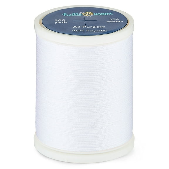 Hello Hobby White 100 All Purpose Thread 100% Polyester, 300 Yards