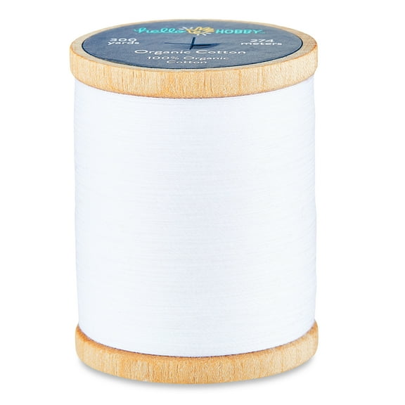 Hello Hobby White 100% Organic Cotton All Purpose Thread, 300 Yards