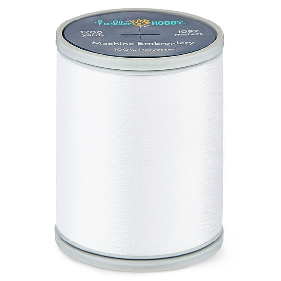 Hello Hobby White Polyester Embroidery Thread, 40 WT