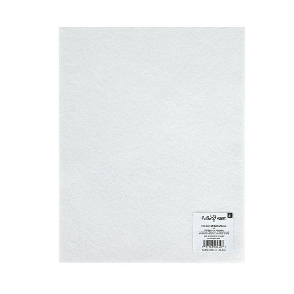 Hello Hobby Soft White Felt Craft Sheet, 9" x 12" for Sewing and DIY