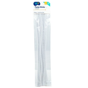 Hello Hobby White Fuzzy Sticks, 25-Pack