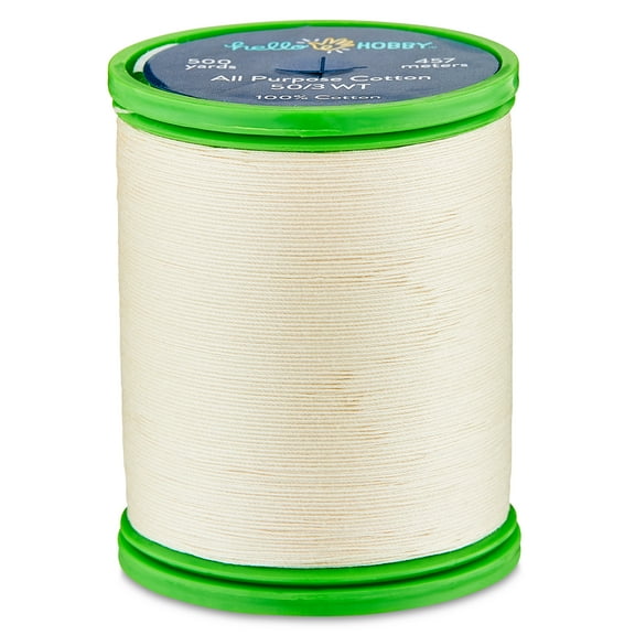 Hello Hobby White Pima Cotton Thread All Purpose, 50/3 WT