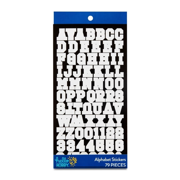 Hello Hobby White Print Block Alphabet Stickers, 79 Count