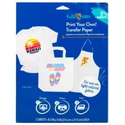 Hello Hobby Print & Transfer White Paper Sheets for Dark Colored Cotton Fabric, Use with Ink Jet Printer, Includes 3 - 8.5" x 11" Sheets