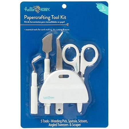 Hello Hobby White Steel Paper Crafting Basic Tool Kit, 5 Tools