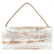 Hello Hobby Rustic White Wash Wooden Plank Sign with Jute Twine Hanging Cord