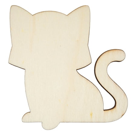 Hello Hobby Wood Cat Shape, Ready-to-Decorate Die-Cut Shape, 3.5" x 0.145" x 3.6"
