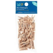 Hello Hobby Wood and Metal Clothespins, Brown and Silver, 50 Count