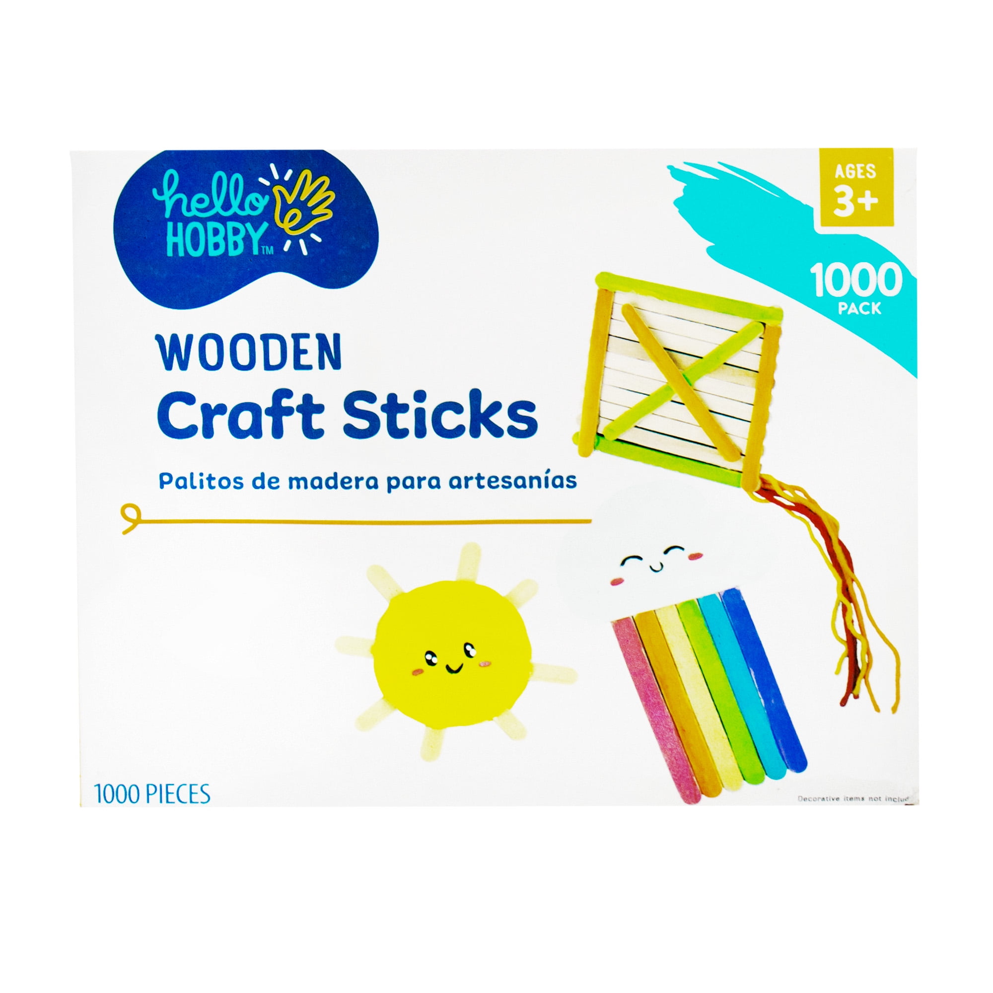 Colored Popsicle Sticks for Crafts - [1000 Count] 4.5 Inch Multi-Purpose  Wooden Sticks
