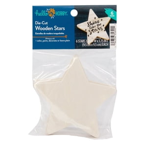 Hello Hobby Wooden Stars, 6-Pack