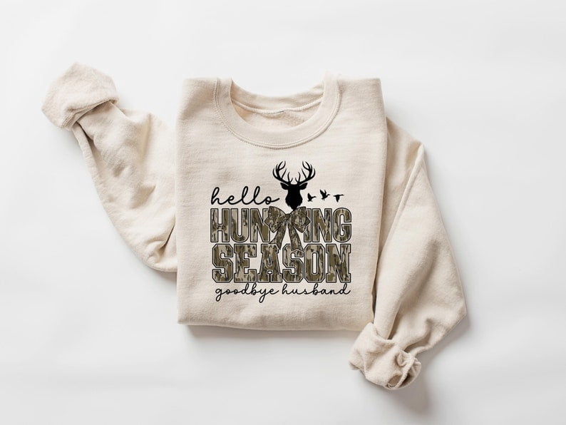 Funny Wife Hunting Sweatshirt - Hello Deer Season Goodbye Husband, Women's Long Sleeve Pullover - View #2