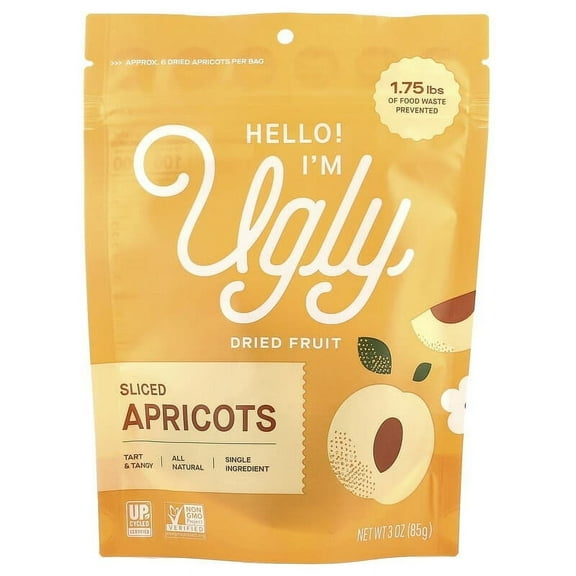 Hello! I'm Ugly, Dried Fruit, Sliced Apricots, 3 oz Pack of 2