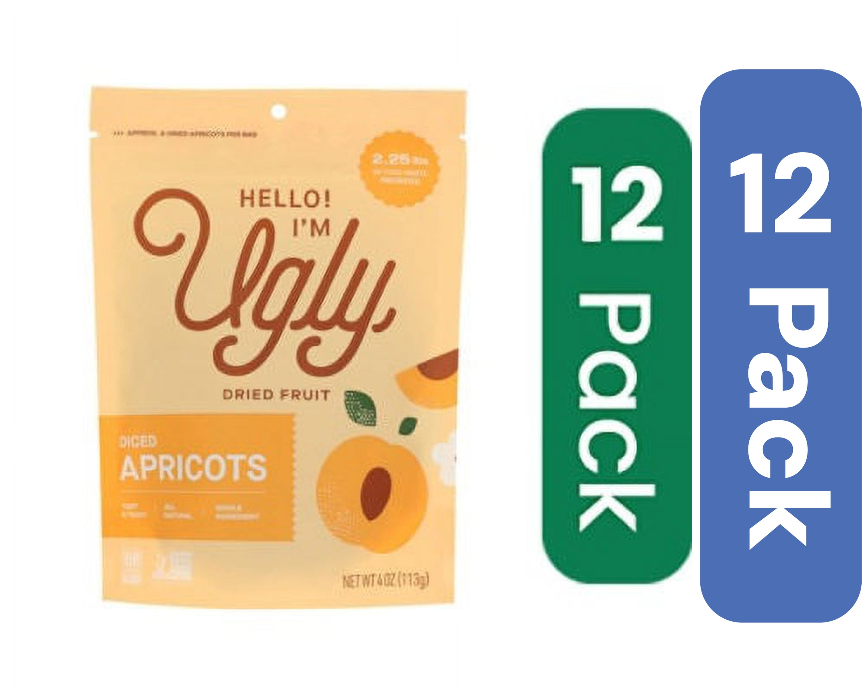 Hello I'm Ugly Dried and Diced Apricots 4 oz (Pack Of 12)