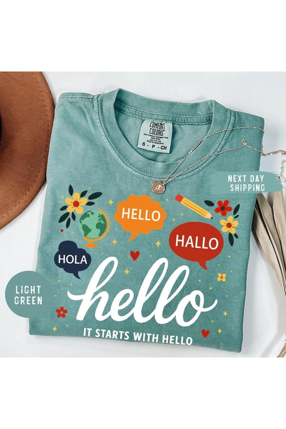 Hello In Many Languages It Starts With Inclusion Matters Teacher Kindness Neurodiversity Sped T-Shirt