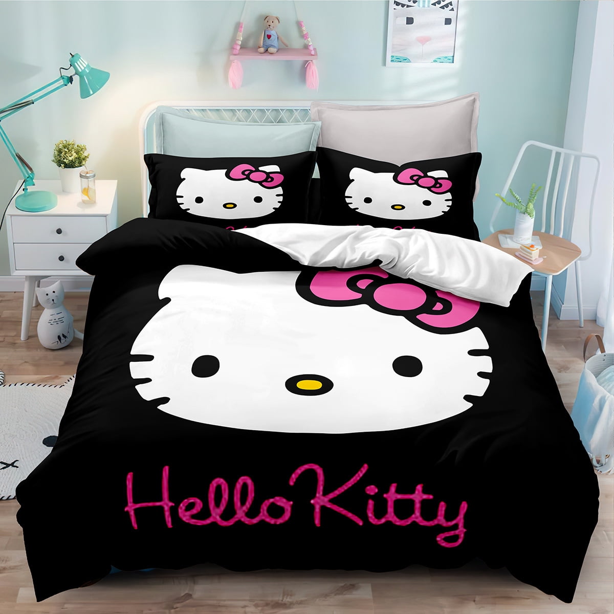 Hello KT cat series crossborder three pieces, Amazon duvet cover