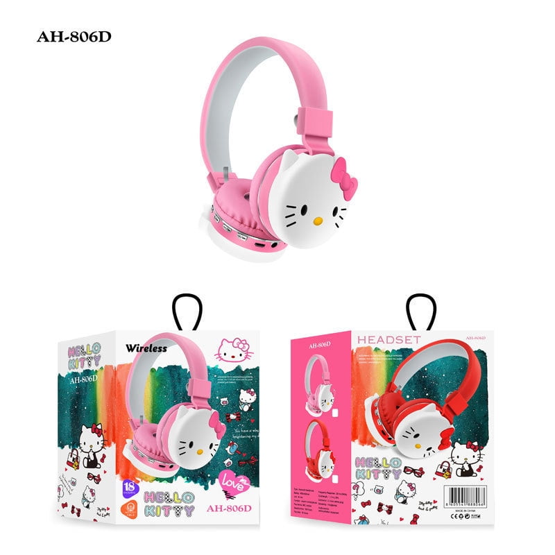 Hello Ki-tty Bluetooth Headphone Wireless Anime Stereo Headset Earphone ...