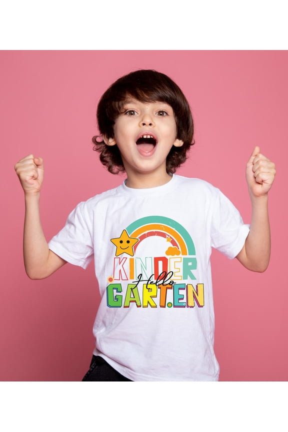 Hello Kindergarten Rainbow T-Shirt for Boys – 100% Cotton Back to School Tee