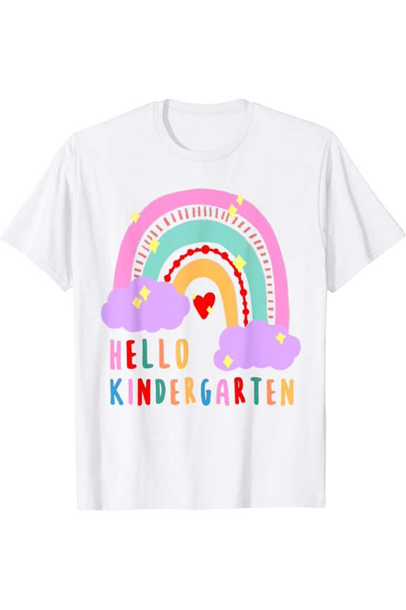 Hello Kindergarten Rainbow Teacher T-Shirt Size S-5XL
