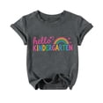 thumbnail image 1 of Hello Kindergarten Shirts Baby Girl Cute Rainbow Back to School T-Shirt First Day of School Short Sleeve Tees Top, 1 of 4