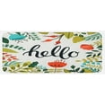 thumbnail image 1 of Hello Kitchen Mat, Brush Lettering Designed Calligraphy Print of Hello on Colorful Floral Background, Plush Decorative Kitchen Mat with Non Slip Backing, 47" X 19", Multicolor, by Ambesonne, 1 of 1
