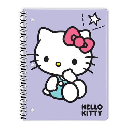Hello Kitty 1-Subject Spiral Notebook, Wide Ruled, 80 Sheets, Purple, for Students