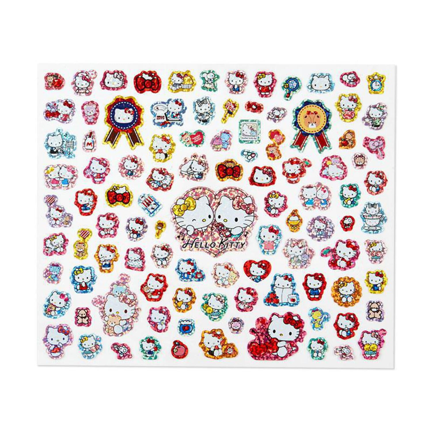 Hello Kitty 100Piece Glitter Sticker Sheet Sanrio Stationery