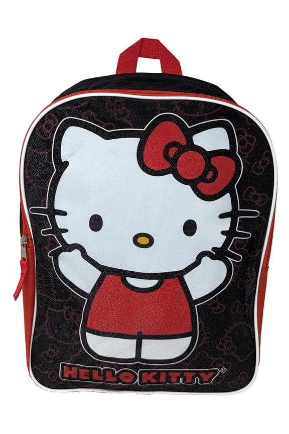 Hello Kitty 15 Backpack Sanrio Bows Cat Black Red School Bag Girls
