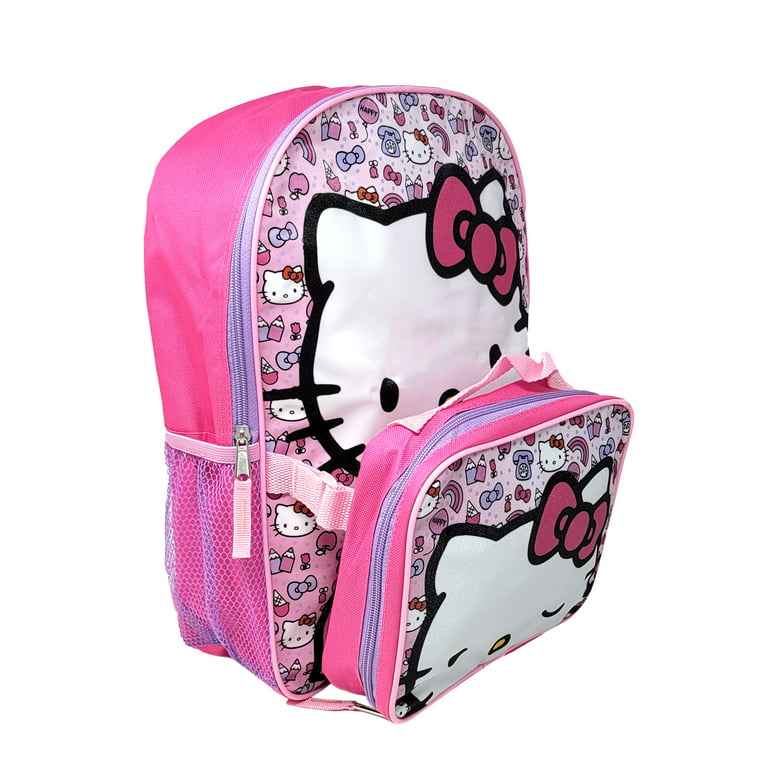 Hello Kitty 16 Backpack Rainbows w/ Detachable Insulated Lunch Bag Set