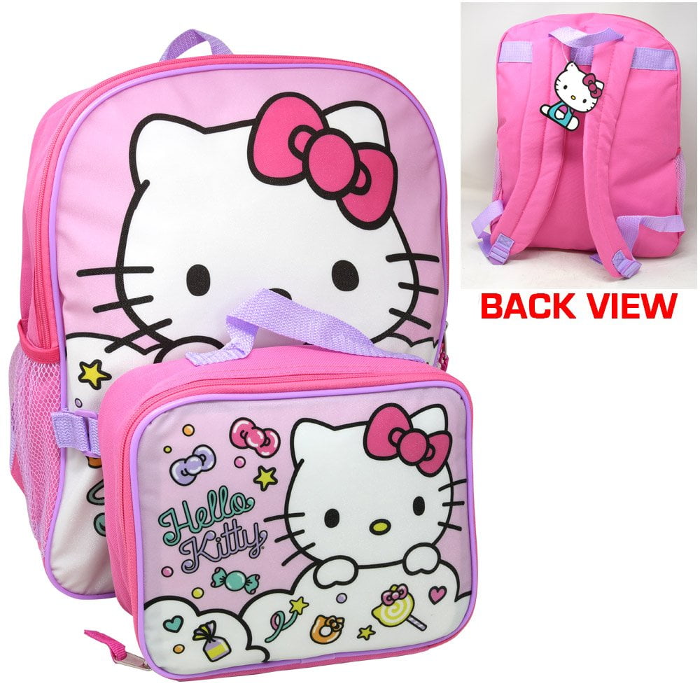 Cute Hello Kitty Leopard Backpack White - Pink Laptop School Books