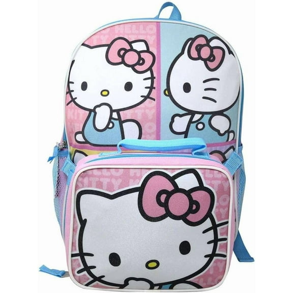 Hello Kitty 16" Pink Backpack with Rectangular Lunch Bag