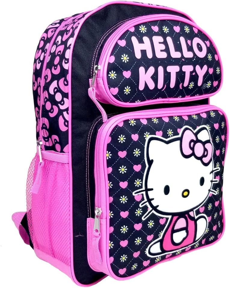 Hello Kitty 16 inches Backpack with 2 Mesh Side Pockets