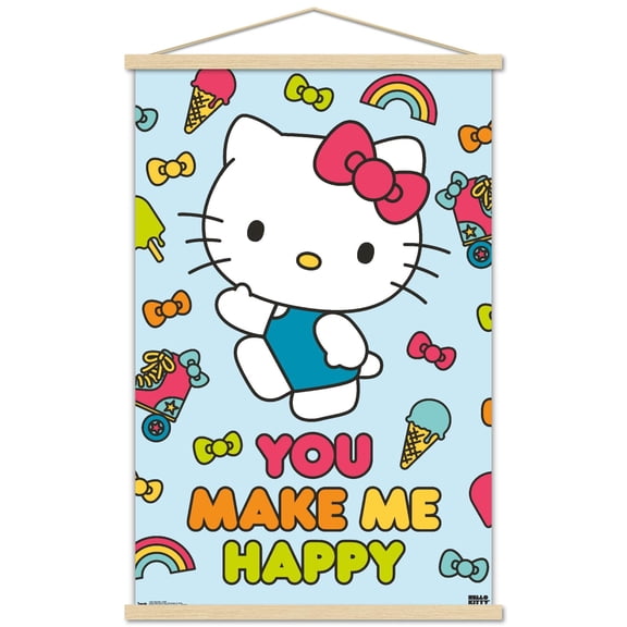 Hello Kitty: 18 General Mass - Happy Wall Poster with Magnetic Frame, 22.375" x 34"