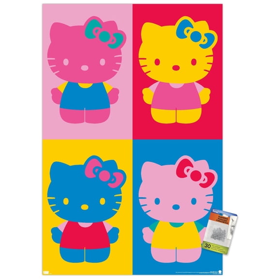 Hello Kitty: 19 Collage - Quad Wall Poster with Push Pins, 22.375" x 34"
