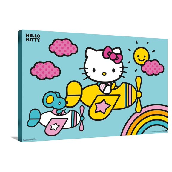 Hello Kitty: 19 Pink - Airplane Canvas Wall Poster, 22.375" x 34"