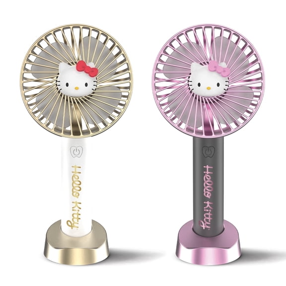 Hello Kitty 2 Pack Portable Fans - Stay Cool in Style with Hot Pink Metallic and Gold Finishes