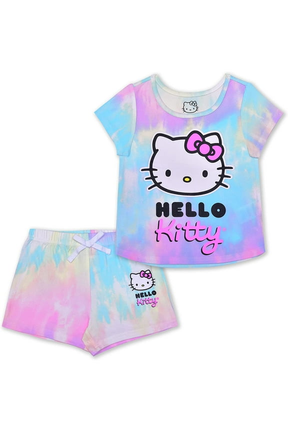 Sanrio Girls 2 Piece Tie Dye T-Shirt and Shorts Set for Toddlers