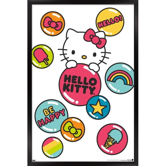 Hello Kitty: 20 General - Buttons Wall Poster, 14.725" x 22.375" Framed